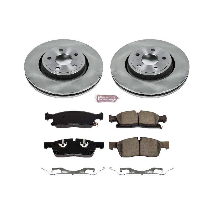 Power Stop KOE7133 Front Replacement Brake Kit-OE Brake Rotors & Ceramic Brake Pads For Dodge Durango, Jeep Grand Cherokee, Jeep Grand Cherokee WK [Model Specific]