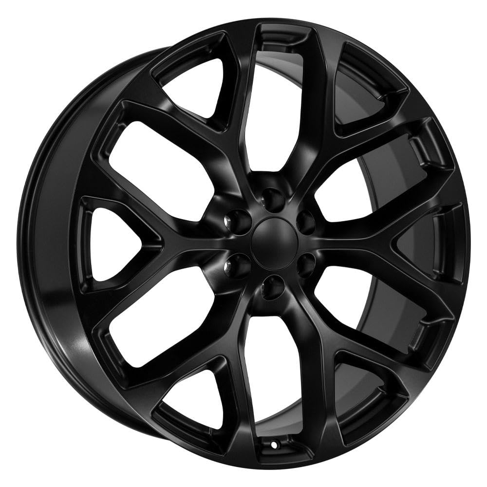 26 Inch OE Wheels CV98B Rim Fits Silverado 1500 Snowflake Style 6x139.7 26x10 Satin Black - Hollander 5904 (1)
