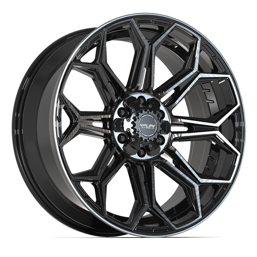 22 Inch 4PLAY Wheels Rim 4P83 Fits 6x135 & 6x139.7 22x9 Gloss Black Brushed with Tinted Clear (1)
