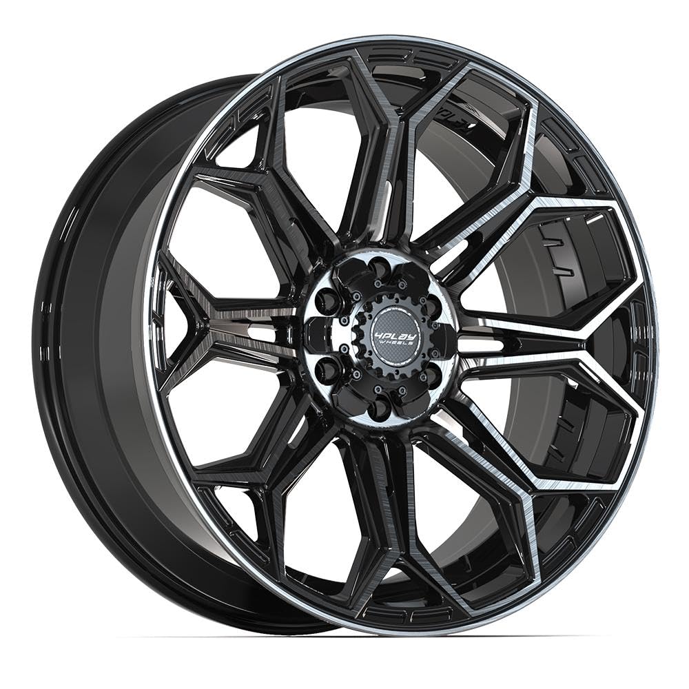22 Inch 4PLAY Wheels Rim 4P83 Fits 6x135 & 6x139.7 22x9 Gloss Black Brushed with Tinted Clear (1)