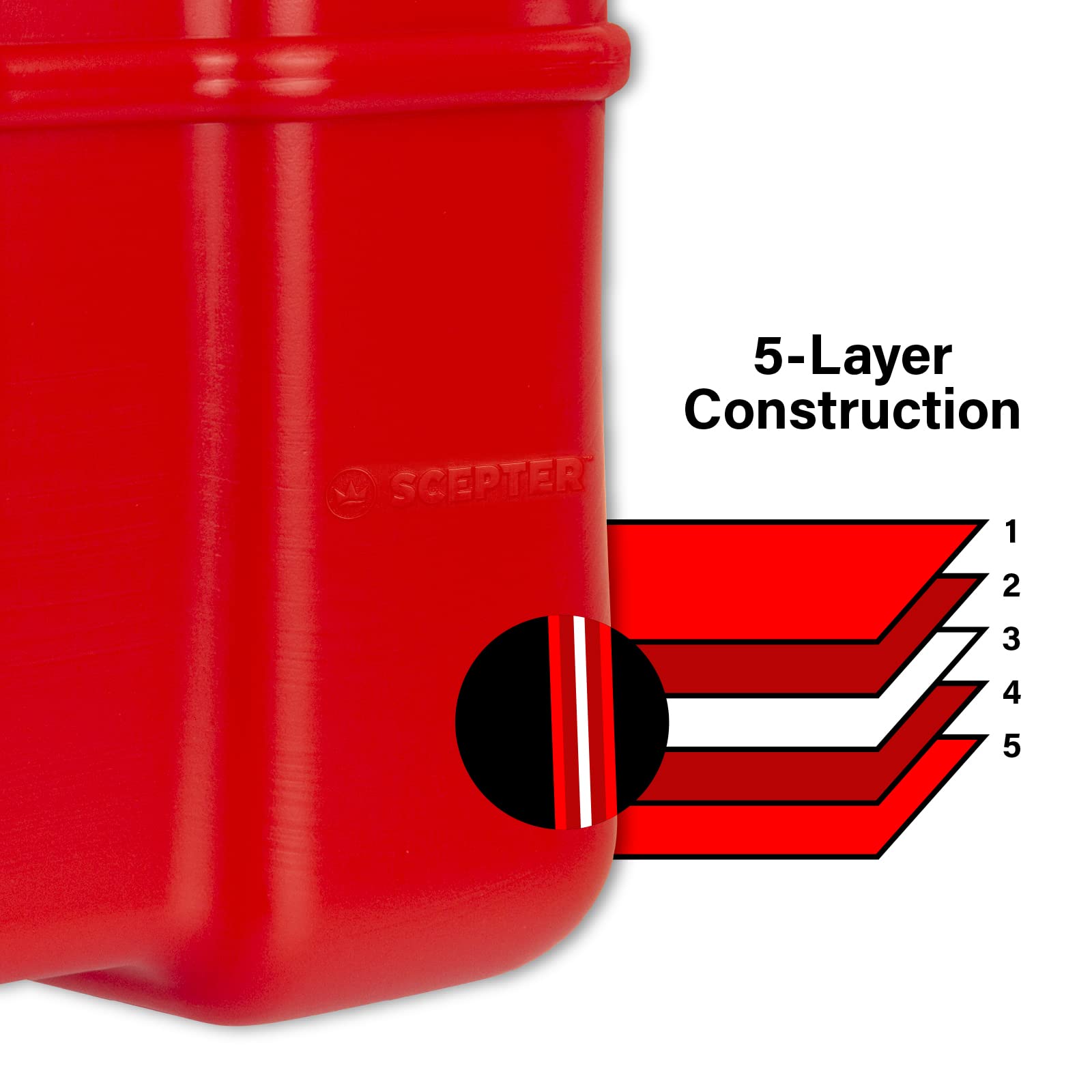 12 Gallon Scepter 08669 Rectangular Low Profile Marine Fuel Tank For Outboard Engine Boats, 24.5" x 18" x 11.5", Red