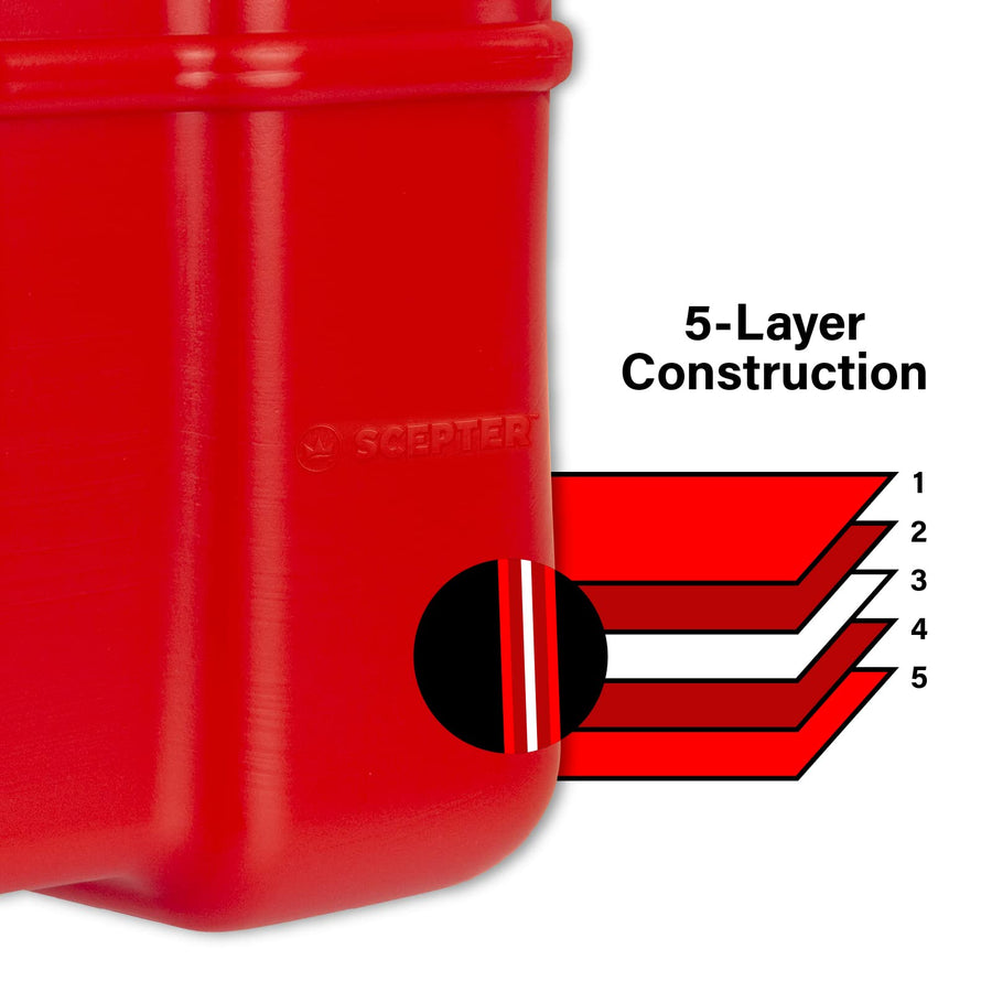 12 Gallon Scepter Portable Marine Gas Can, Large Capacity Boat Fuel Tank, 2-Way Vented Cap, Built-In Fuel Gauge & Pick-Up, Handles, EPA & CARB Compliant, Tall Profile, 22.9"L x 14.3"W x 13.9"H (08668)