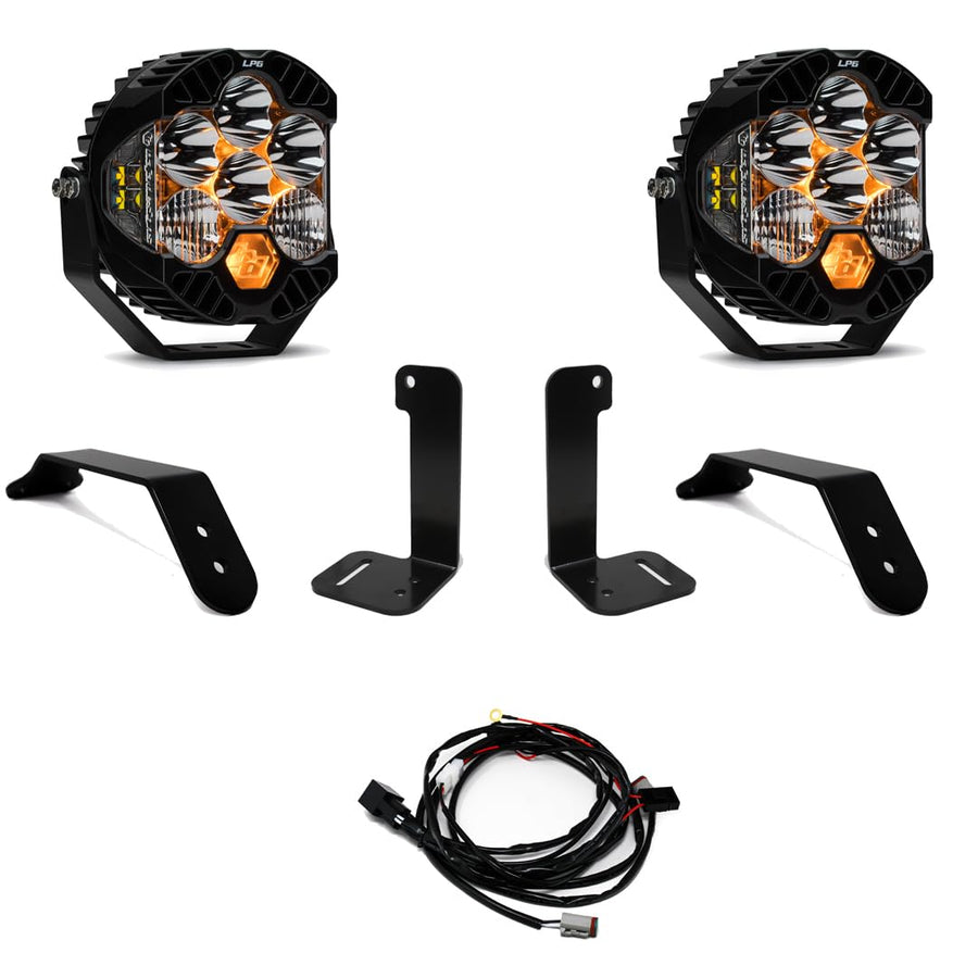 Baja Designs Bumper LP6 Pro LED Light Kit for Jeep Gladiator 2020-22, Wrangler JL 2018-22 with OEM Plastic Bumper, Includes Switch Wiring Harness (Driving/Combo; Clear)