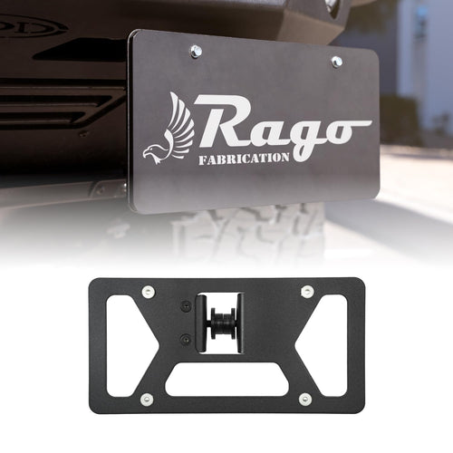Rago Fabrication Front Bumper Clevis Mounted License Plate Bracket | Designed for Off-Road Aftermarket Bumpers | Adjustable for Universal Clevis Mount Fitment | Made in The USA