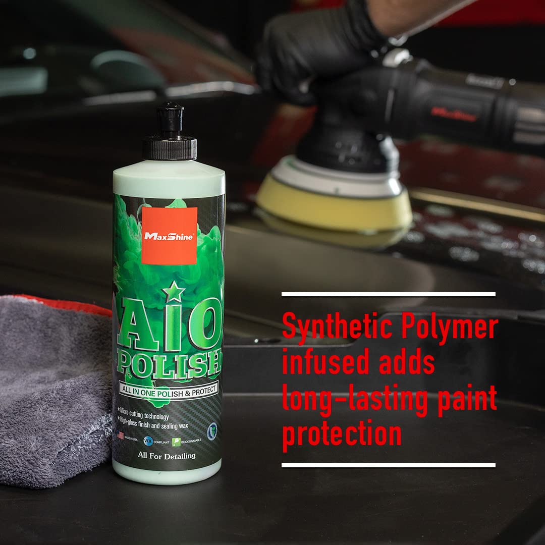 All-in-One Maxshine Polish & Protect 16oz - Ultimate Paint Correction & Sealant Protection - Fast, Easy, High-Gloss Finish, Scratch & Swirl Remover - Premium Auto Detailing Accessories & Supplies