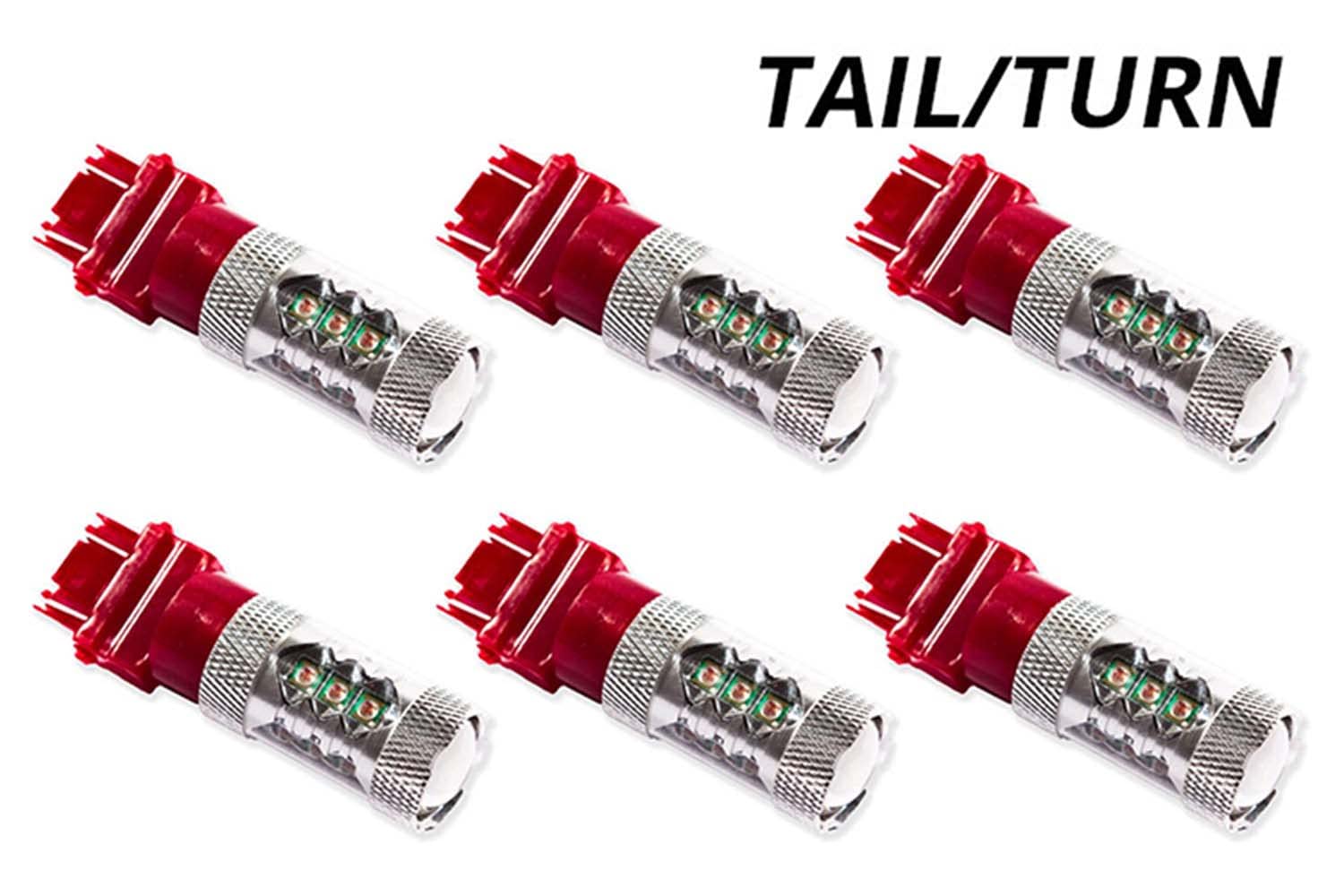 Diode Dynamics Turn/Tail Light Rear LEDs compatible with Lincoln Town Car 2000-2002 (six), 3157 HP48 Red