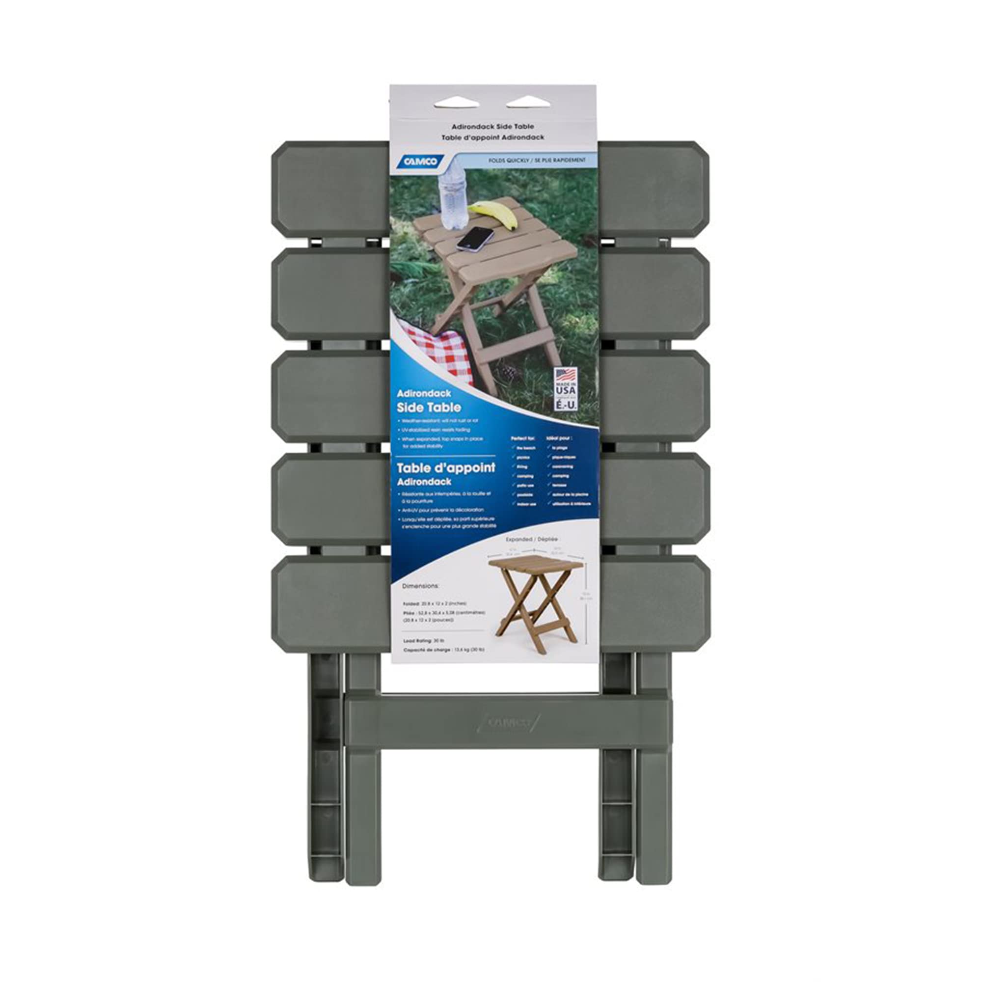Quick-Folding Camco Adirondack Table, Plastic, Sage
