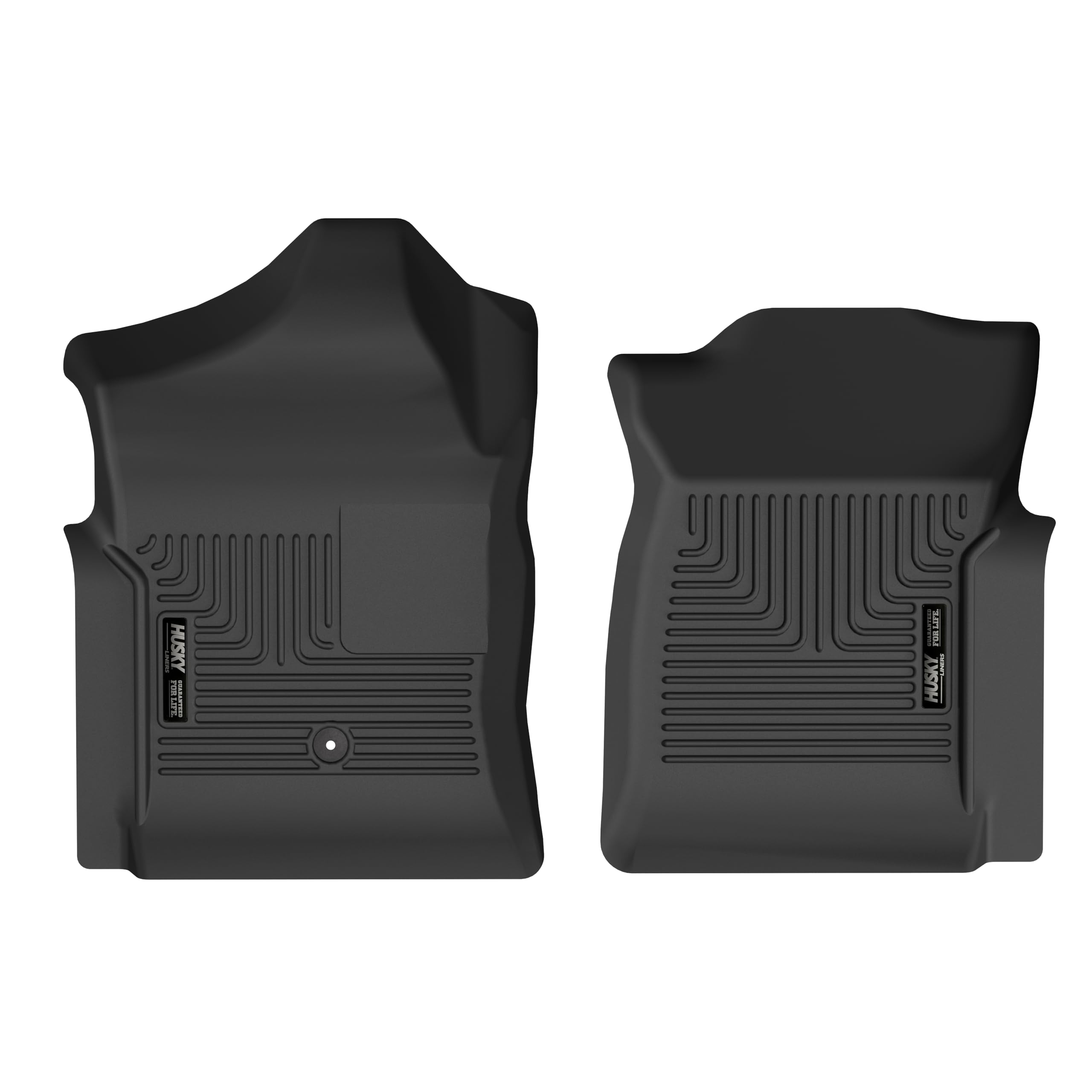 Husky Liners X-act Contour Floor Mats | 1999-2007 Chevrolet Silverado & GMC Sierra 1500/2500 Fits; 01-07 Silverado/Sierra, Regular CAB ONLY (07 Classic Only) | Front Row, 2-pc Black - 53091