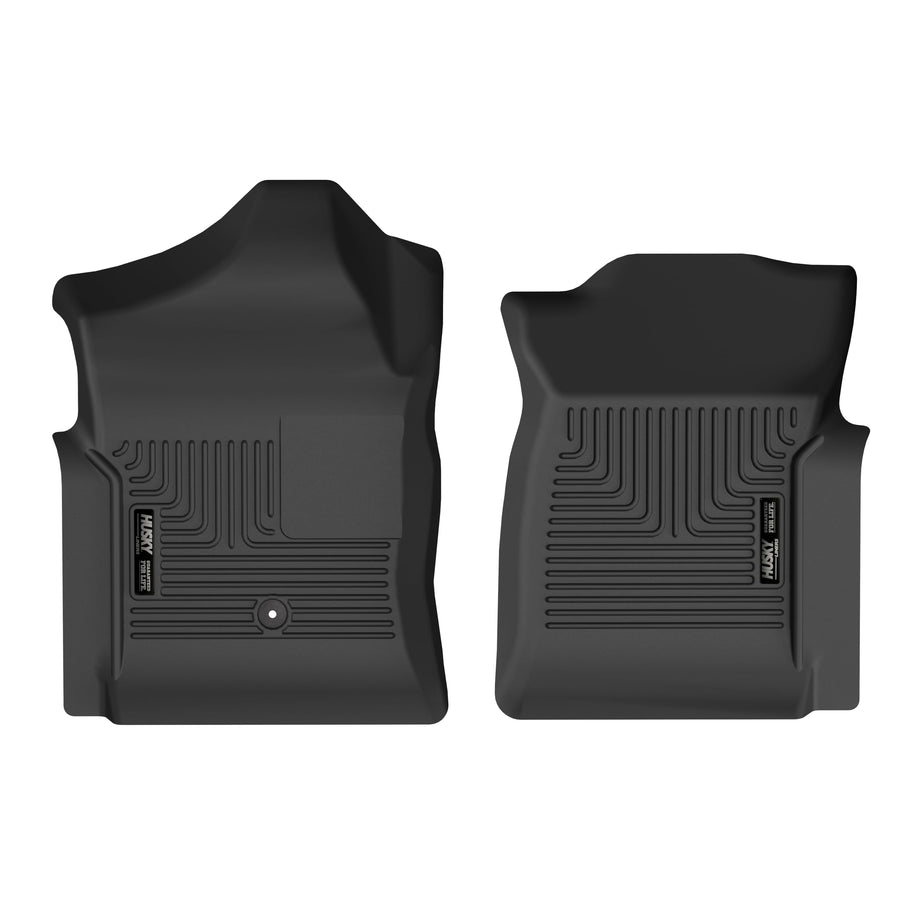Husky Liners X-act Contour Floor Mats | 1999-2007 Chevrolet Silverado & GMC Sierra 1500/2500 Fits; 01-07 Silverado/Sierra, Regular CAB ONLY (07 Classic Only) | Front Row, 2-pc Black - 53091