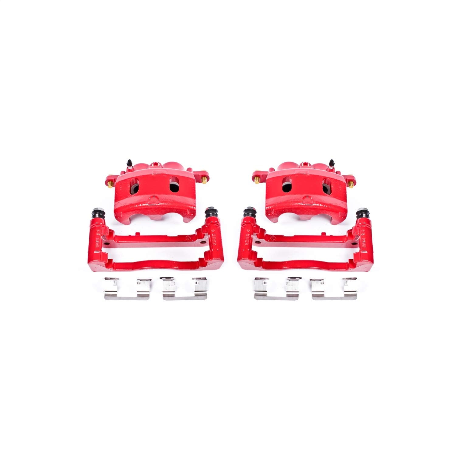 Caliper Set Power Stop for Cadillac Escalade | Chevy Avalanche Silverado 1500 Suburban 1500 | GMC Sierra 1500 Yukon XL 1500 [Application Specific] Front Pair of Red Powder Coated Calipers S4918