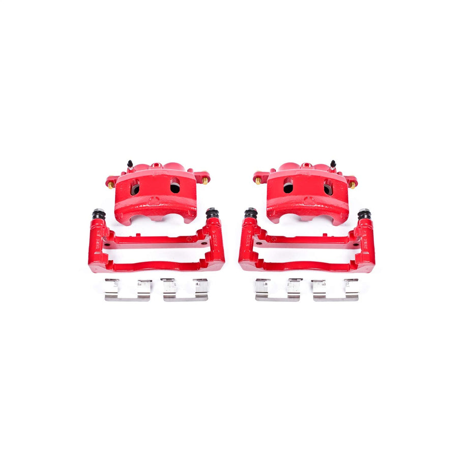 Caliper Set Power Stop for Cadillac Escalade | Chevy Avalanche Silverado 1500 Suburban 1500 | GMC Sierra 1500 Yukon XL 1500 [Application Specific] Front Pair of Red Powder Coated Calipers S4918