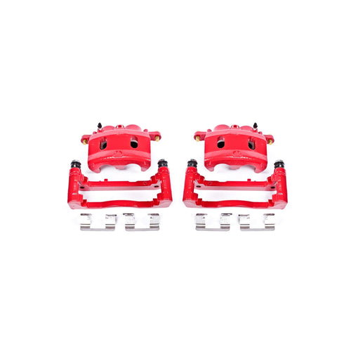 Caliper Set Power Stop for Cadillac Escalade | Chevy Avalanche Silverado 1500 Suburban 1500 | GMC Sierra 1500 Yukon XL 1500 [Application Specific] Front Pair of Red Powder Coated Calipers S4918