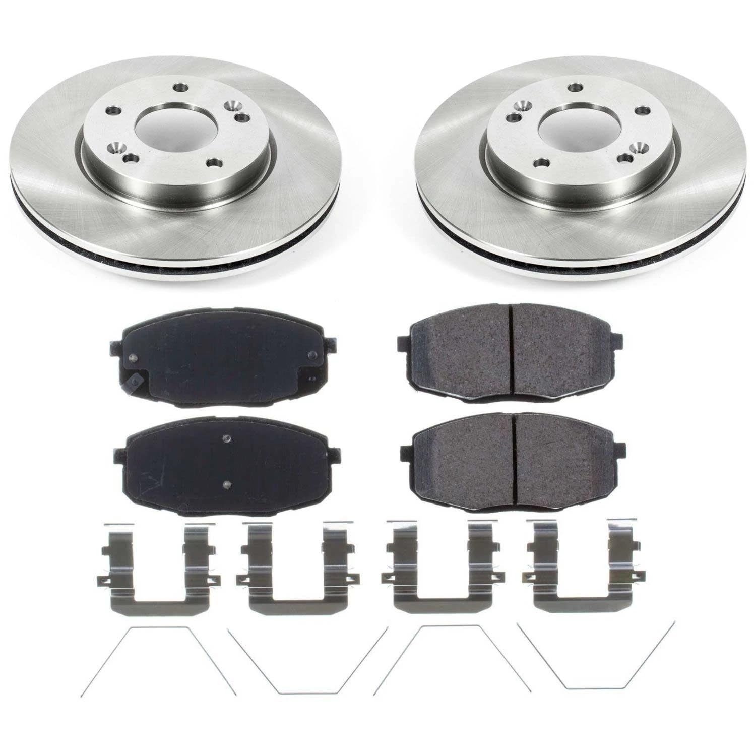 Power Stop KOE8007 Front Replacement Brake Kit-OE Brake Rotors & Ceramic Brake Pads For Hyundai Elantra GT 2018-2020, Kia Soul 2017-2019 [Model Specific]