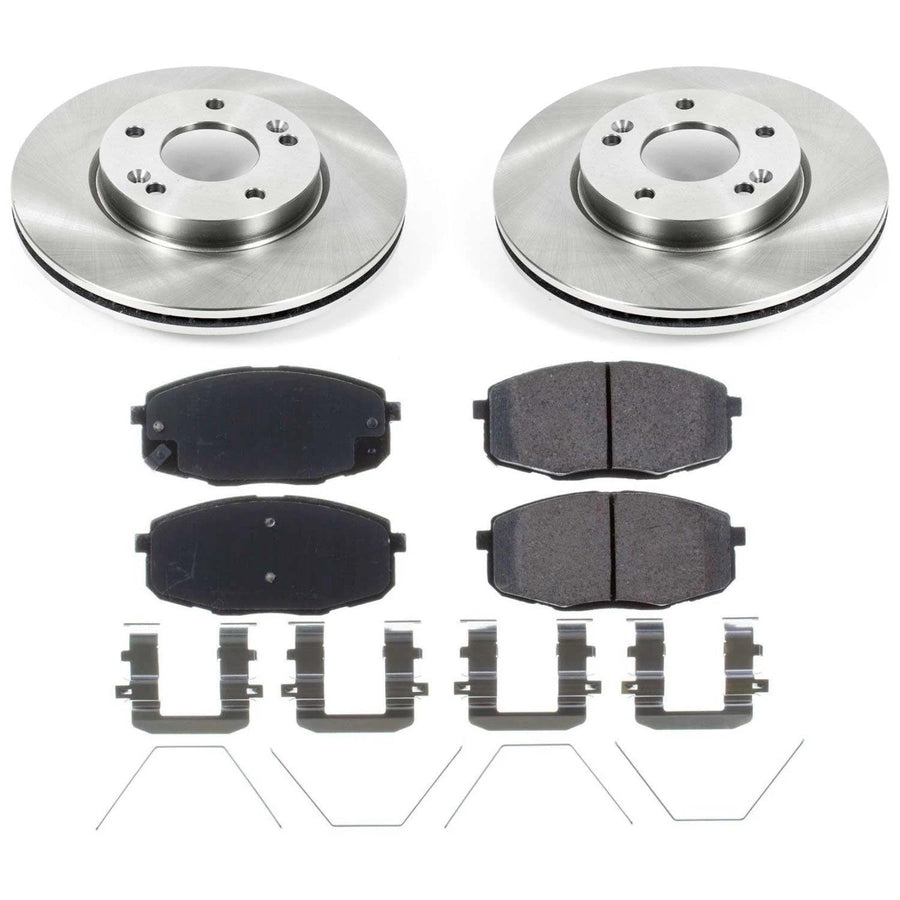 Power Stop KOE8007 Front Replacement Brake Kit-OE Brake Rotors & Ceramic Brake Pads For Hyundai Elantra GT 2018-2020, Kia Soul 2017-2019 [Model Specific]