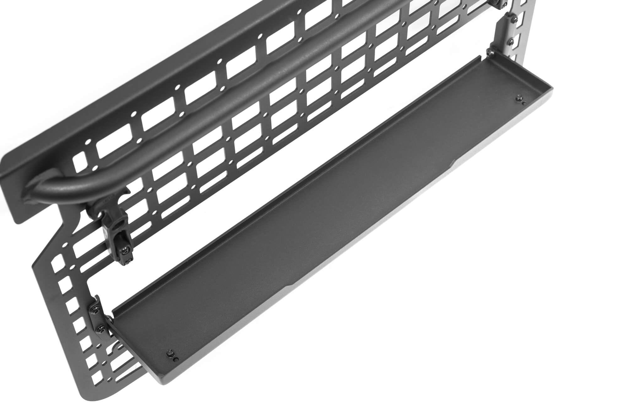 Tailgate Molle Panel DV8 Offroad for The 2021-2025 Ford Bronco | Perfect for Molle Bags, Knife Sheaths, Med Kits, Recovery Gear & More | Drop-Down Tray for Holding Drinks & Other Gear While at Camp