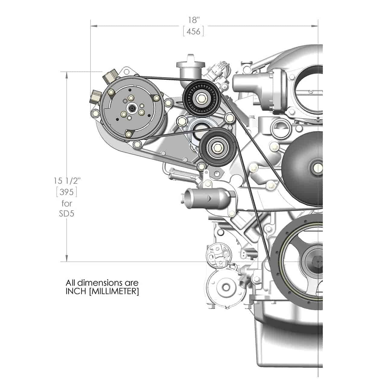 Holley LS A/C Accessory Drive Kit 20-141BK - Includes SD508 A/C Compressor, Tensioner, & Pulleys- Black