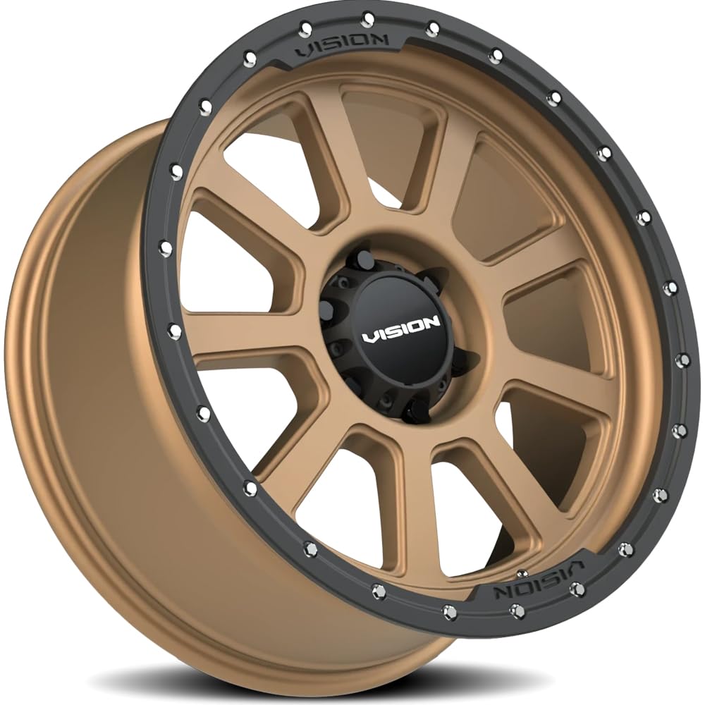 350 OJOS Vision Custom Wheel - 18x9, -12 Offset, 6x139.7 Bolt Pattern, 106.2mm Hub - Bronze with Black Lip Rim