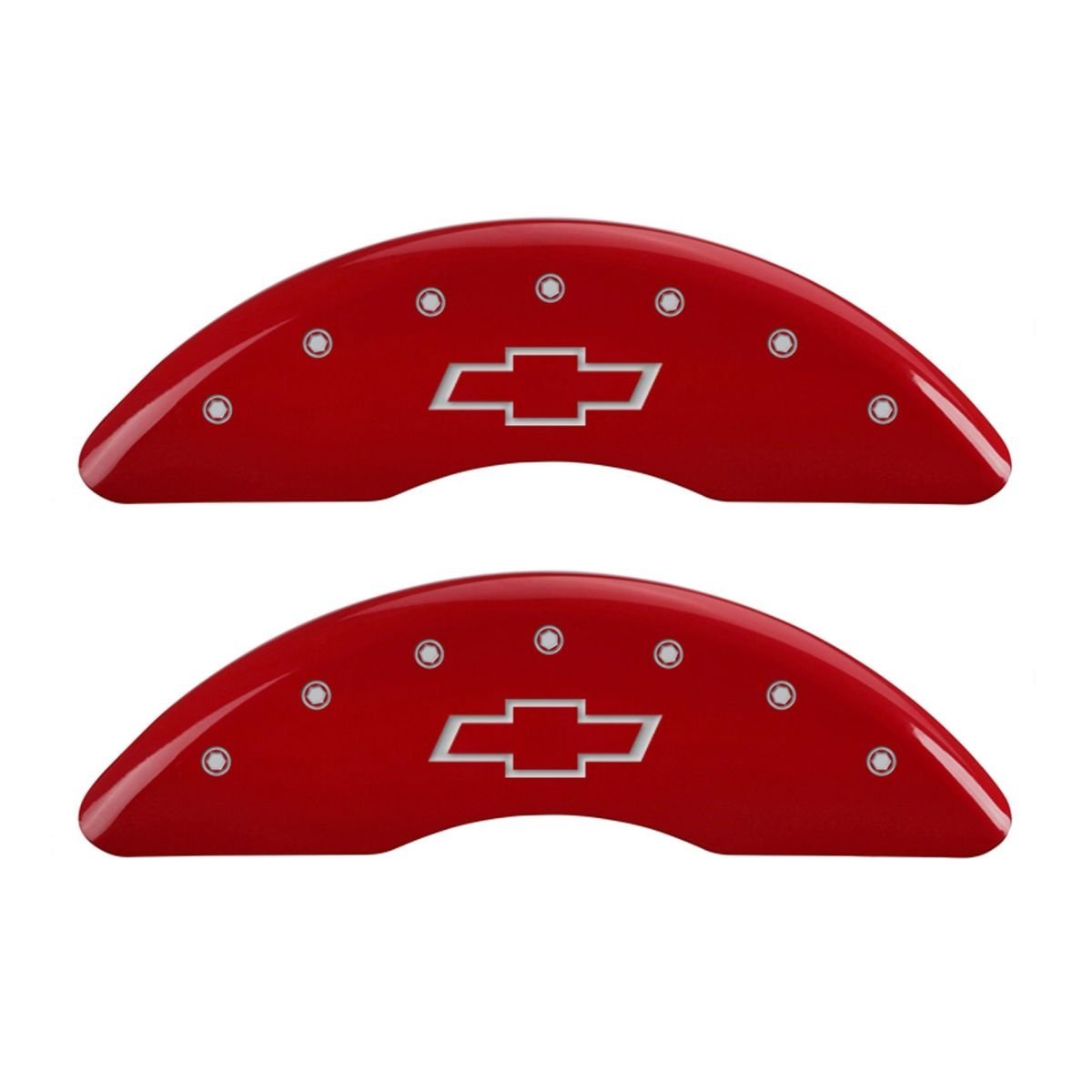 MGP Caliper Covers Bowtie Red 14214SBOWRD - Engraved Front & Rear44; Set of 4