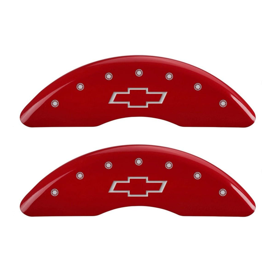 MGP Caliper Covers Bowtie Red 14214SBOWRD - Engraved Front & Rear44; Set of 4