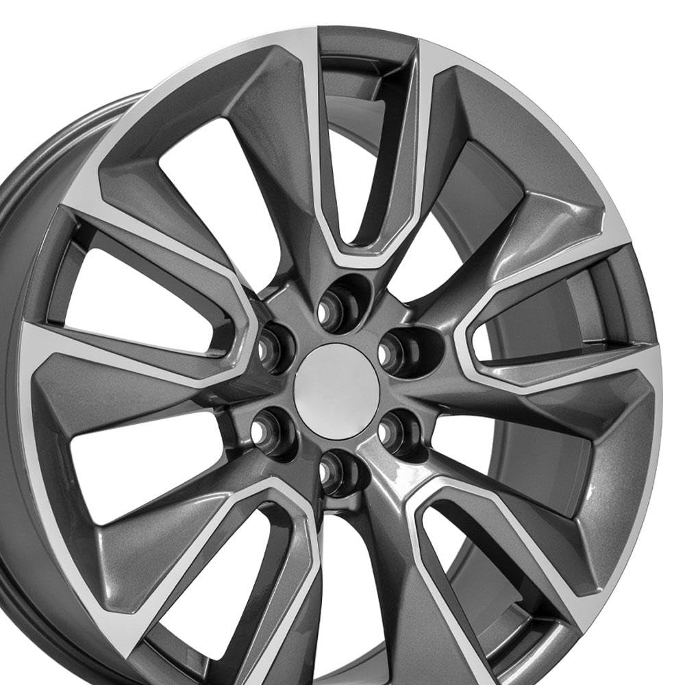 22 Inch OE Wheels CV32 Rim Fits Silverado 1500 Style 6x139.7 22x9 Gloss Gunmetal Machined - Hollander 5916 (1)