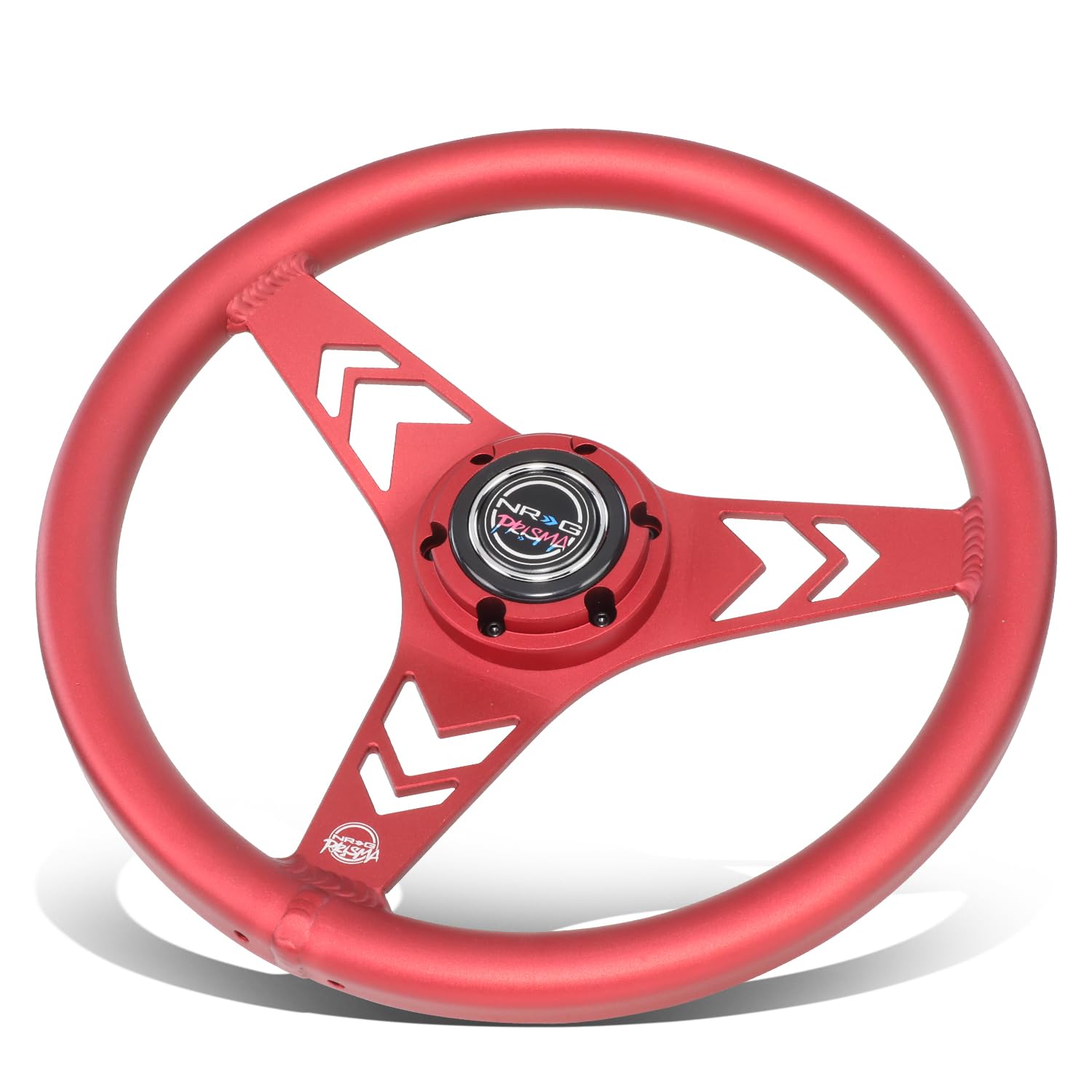 NRG Innovations All Aluminum Steering Wheel 330mm - Arow Cutout- Ergonomic Grip- Anadized Red NRG-RST-070-RD