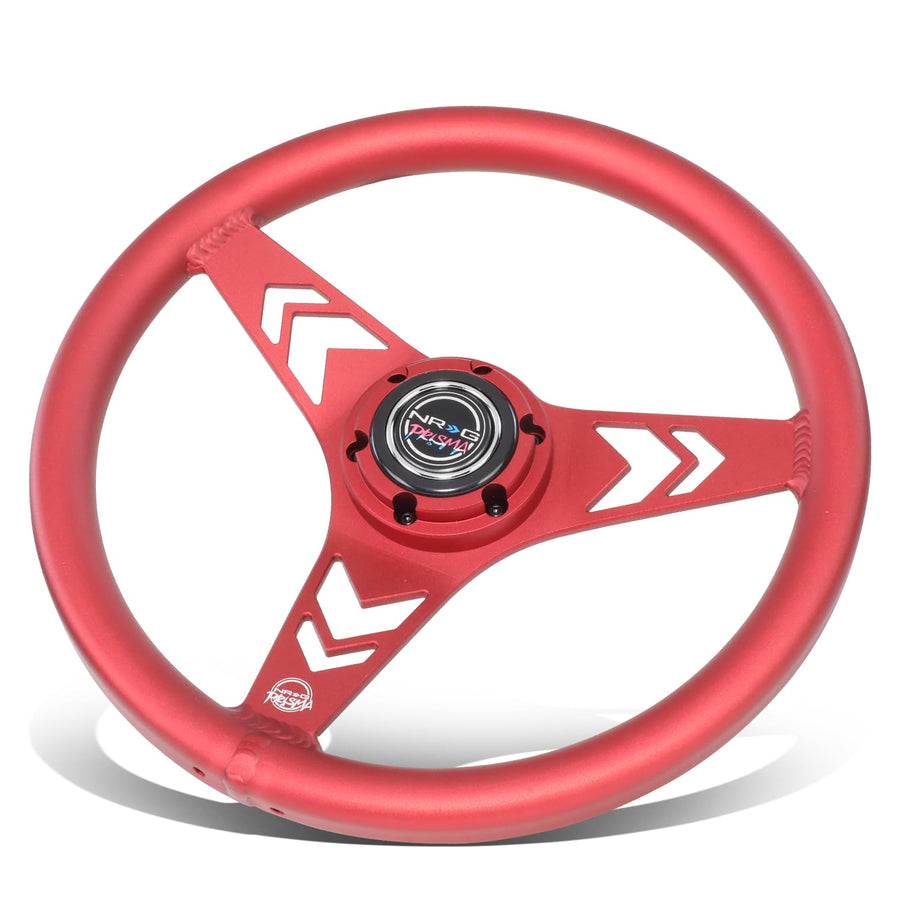 NRG Innovations All Aluminum Steering Wheel 330mm - Arow Cutout- Ergonomic Grip- Anadized Red NRG-RST-070-RD