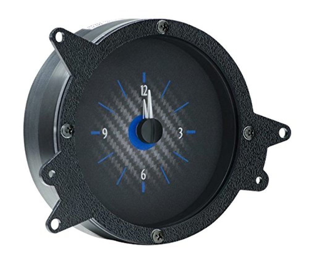 Dakota Digital VLC-69F-MUS-C-B Analog Clock Gauge Compatible with 1969 70 Ford Mustang for VHX gauges Carbon Fiber Blue Backlighting