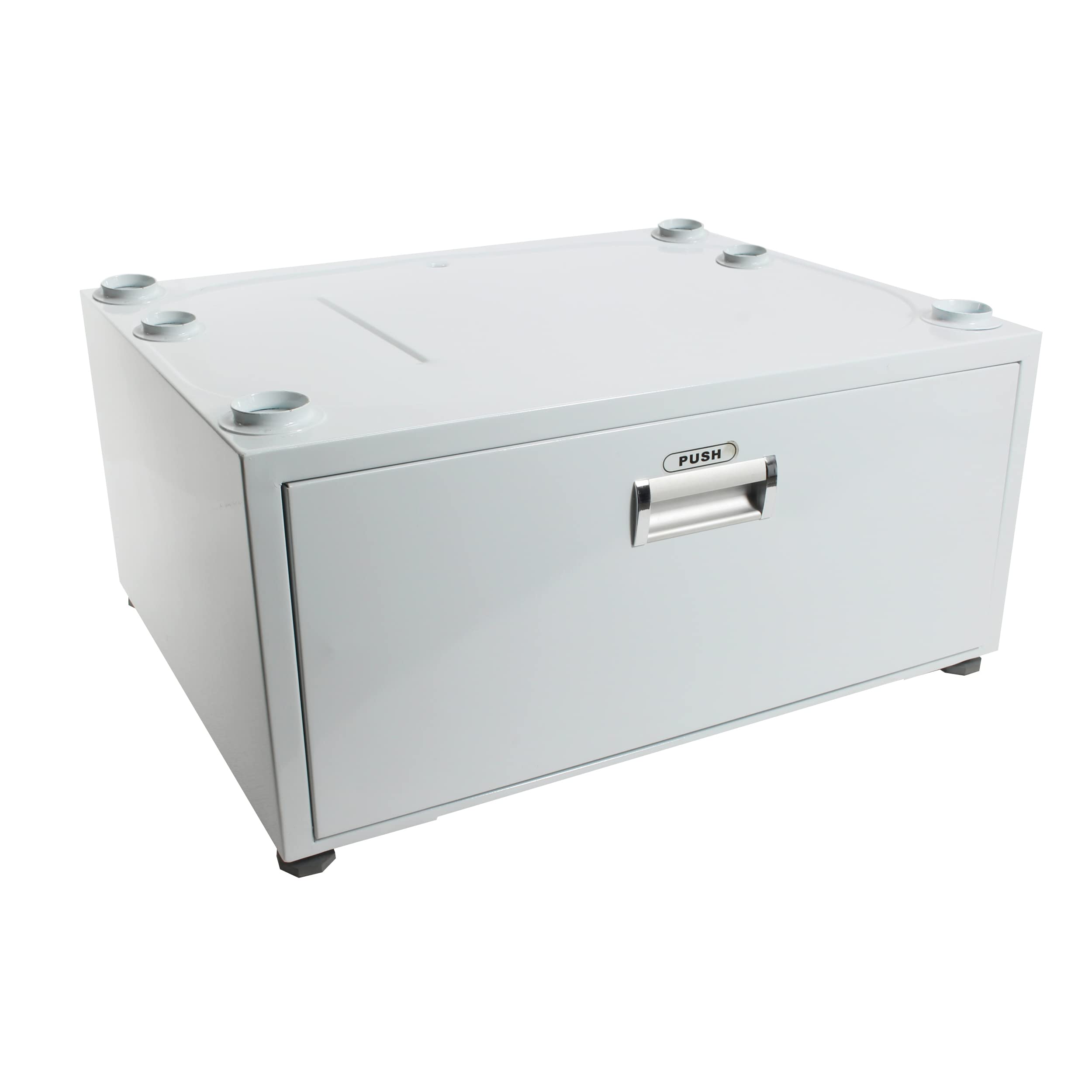 24in Equator Laundry Pedestal 11in tall + Rollout Storage Drawer Adjustable feet (White)