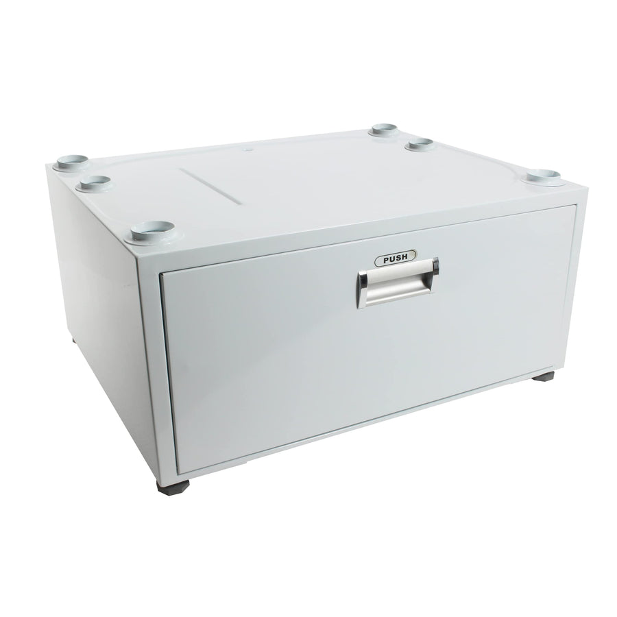 24in Equator Laundry Pedestal 11in tall + Rollout Storage Drawer Adjustable feet (White)
