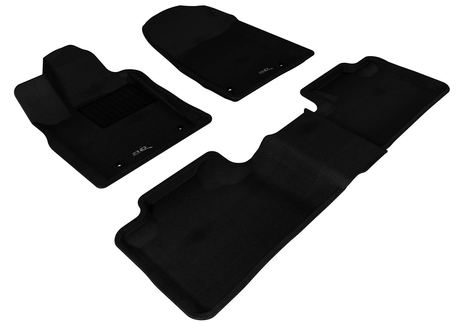 3D MAXpider Kagu Custom Fit Floor Mat (Black) Compatible with Dodge Durango 5-Seat 2013-2026 (2 Posts on Front Passenger's Floor) - Full Set