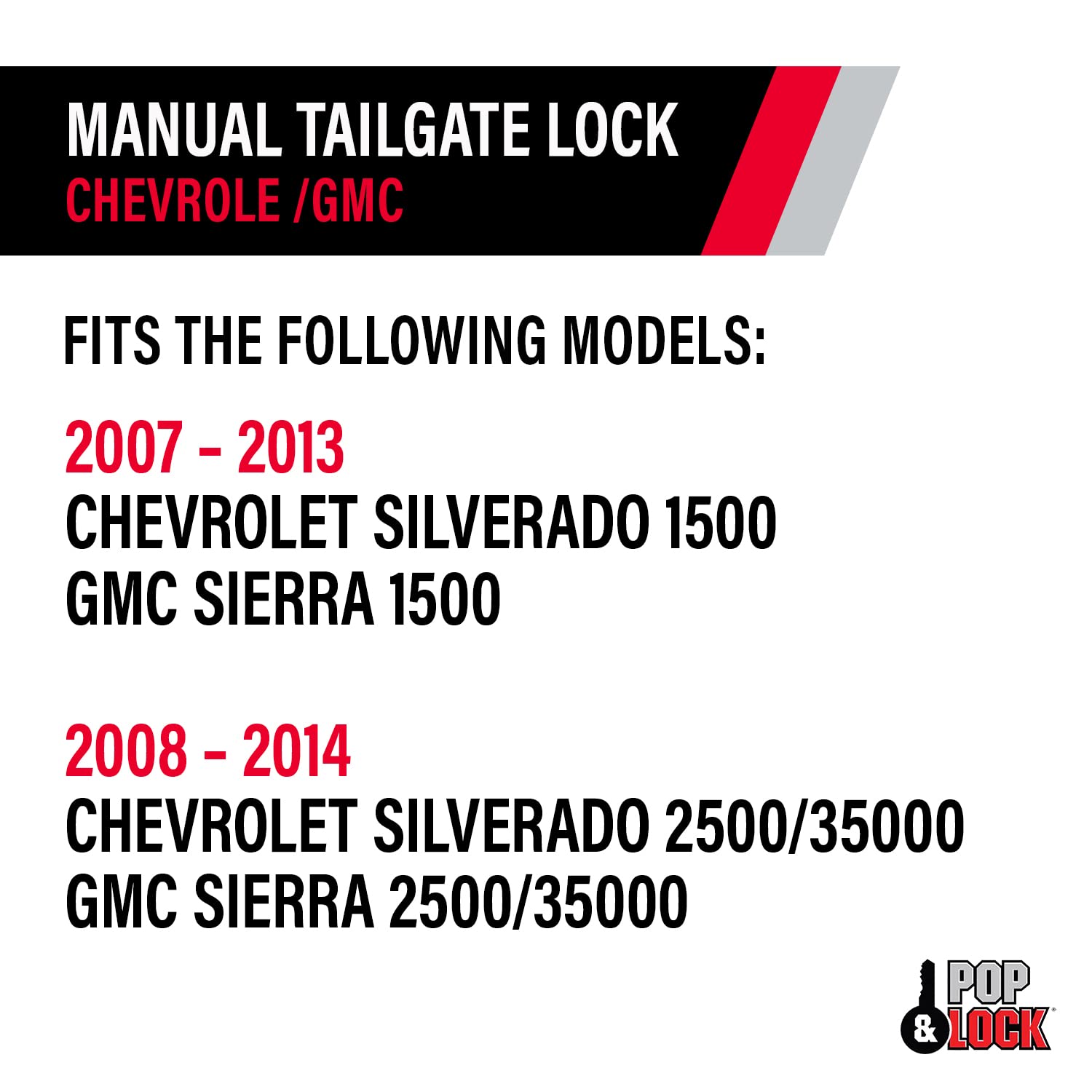 Pop & Lock Manual PL1310 Black Tailgate Lock for Chevy/GMC (New Body)