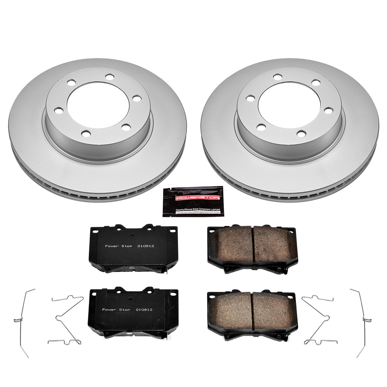 Power Stop CRK2323 Brake Rotor Coated & Ceramic Brake Pads- front For Toyota Sequoia 2001-2002, Toyota Tundra 2000-2002 [Model Specific]