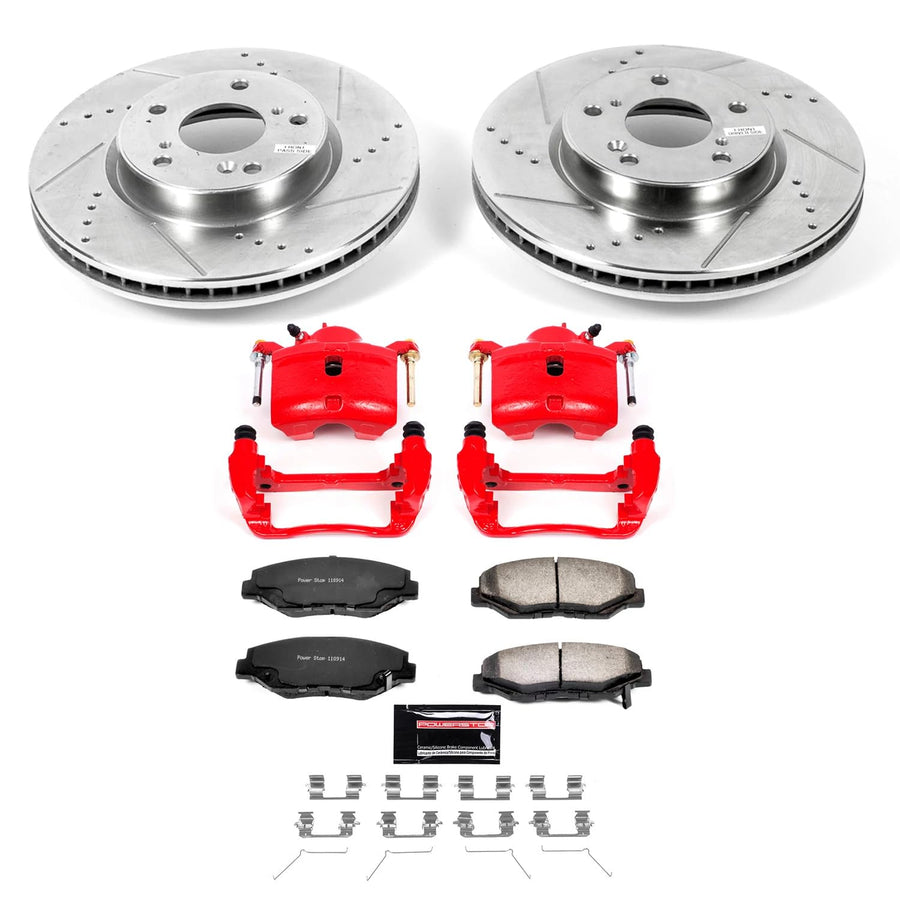 Power Stop Z26 Street Warrior Performance Brake Kit KC7889-36 with Powder Coated Calipers Front