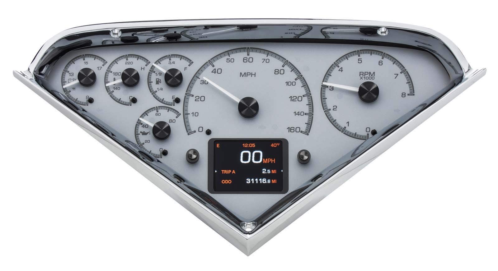 Dakota Digital 55-59 Customizable Chevy Pickup Gauge Kit Silver Alloy HDX-55C-PU-S