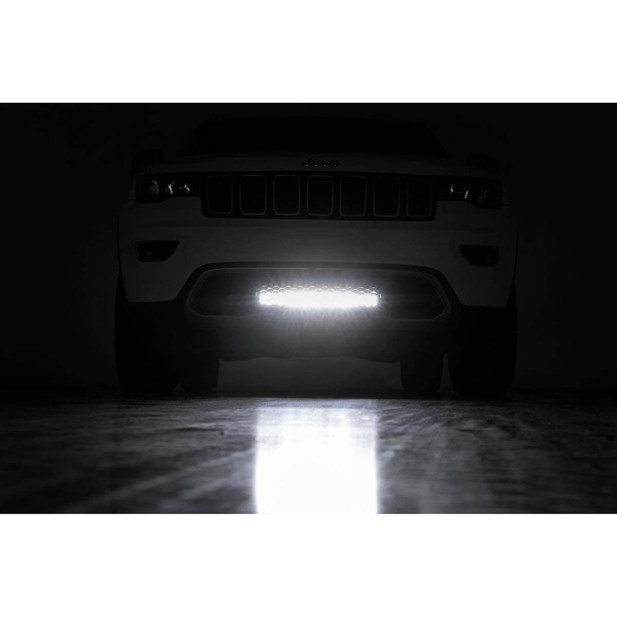 20" Rough Country Dual Row LED Light Bar Kit for Jeep Grand Cherokee WK2 (2011-2020) - Hidden Bumper Mount, 200W Spectrum Series, 18,000 Lumens, Combo Spot & Flood Beam