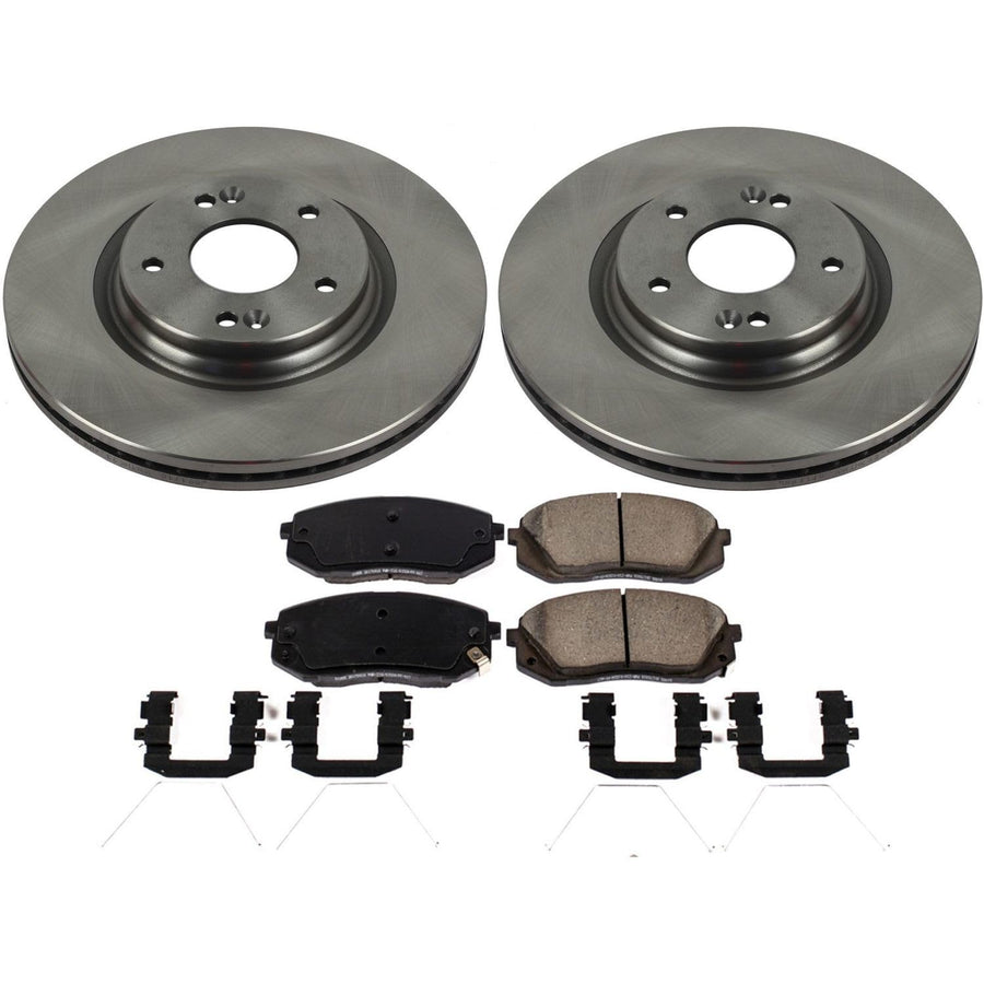 Power Stop KOE8011 Front Replacement Brake Kit-OE Brake Rotors & Ceramic Brake Pads For Elantra GT, Kona, Veloster, Forte, Seltos, Soul [Model Specific]
