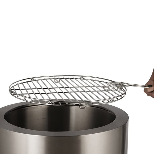 Hotshot 25" Wood Burning Fire Pit Grill Top Silver Round Stainless Steel