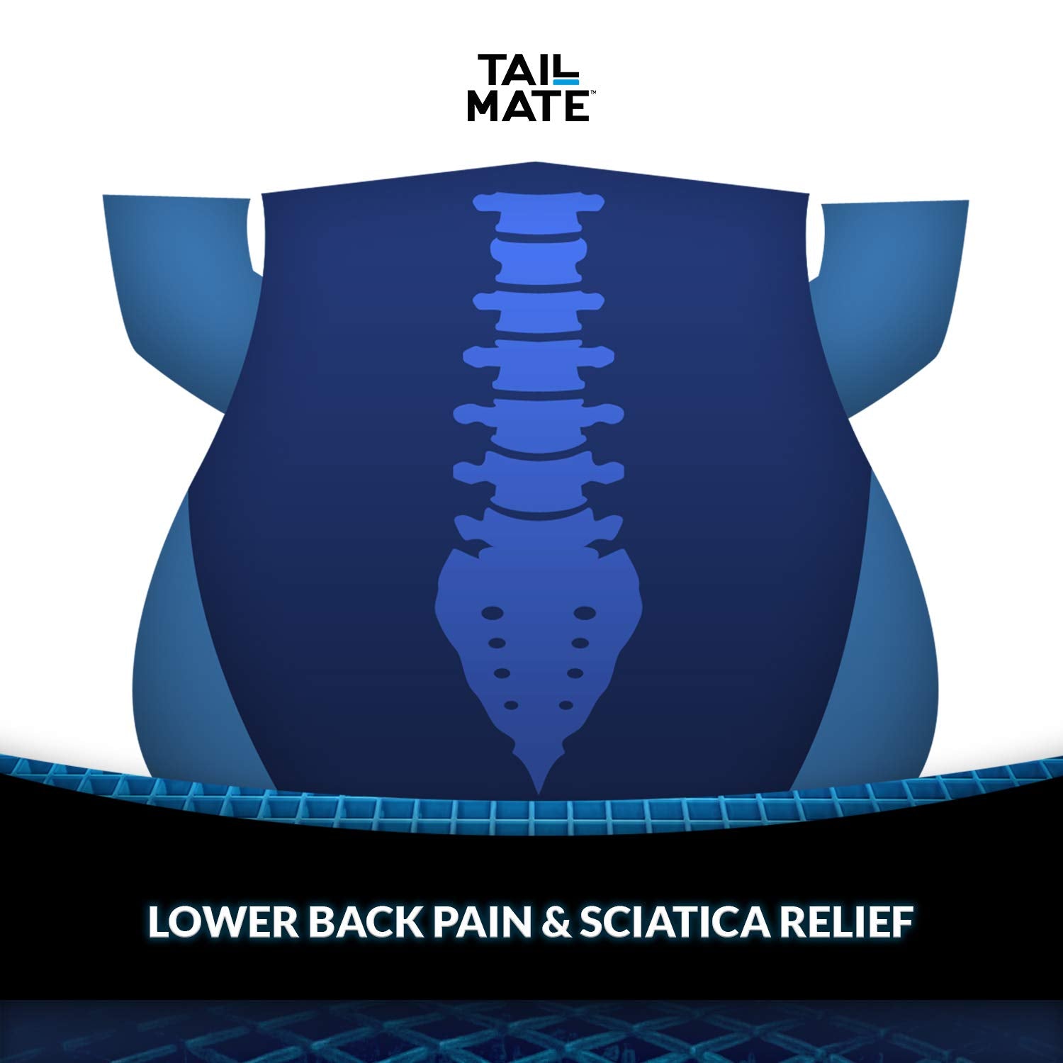 Gelcore Tail Mate Premium Seat Cushion – Non-Slip Gel Seat Cushion for Office Chairs, Car Seats, and More, Sciatica and Back Pain Relief
