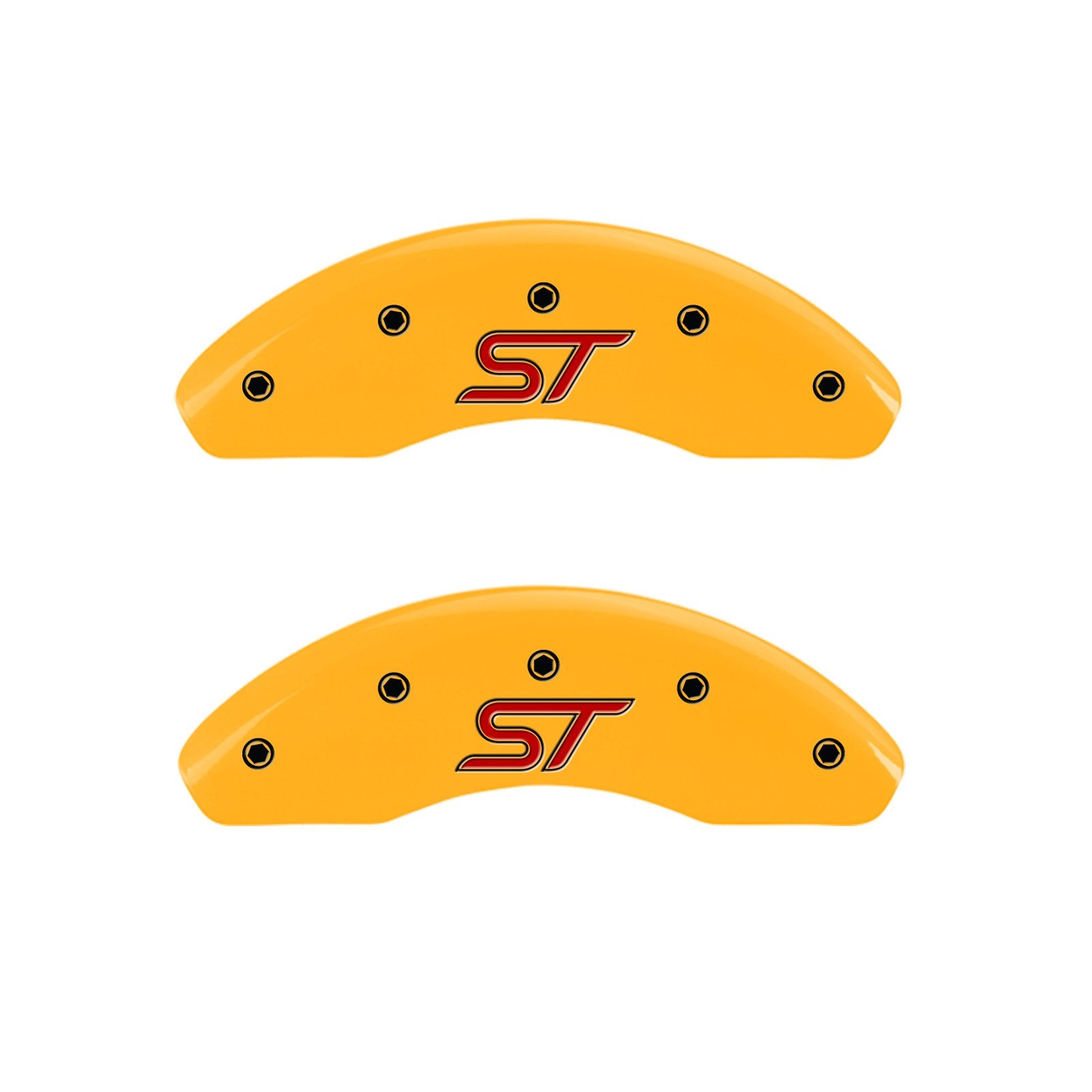 MGP 10236SSTOYL Caliper Covers Yellow (Set of 4, Engraved Front and Rear: ST, Yellow powder coat finish, black characters)