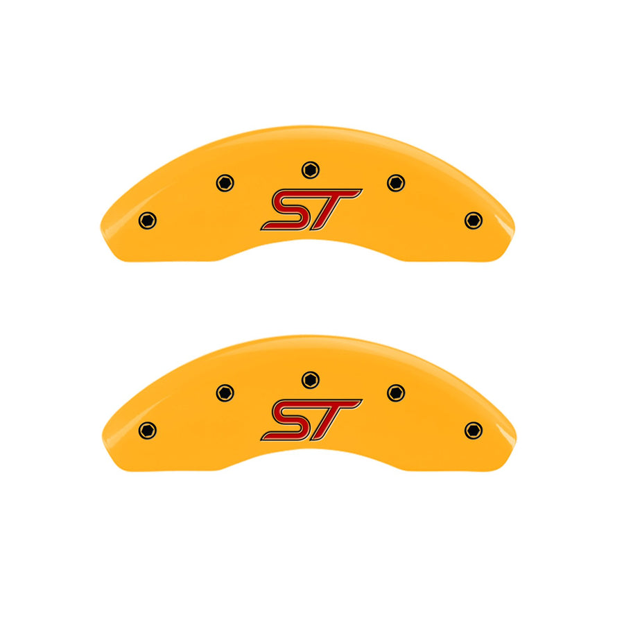MGP 10236SSTOYL Caliper Covers Yellow (Set of 4, Engraved Front and Rear: ST, Yellow powder coat finish, black characters)