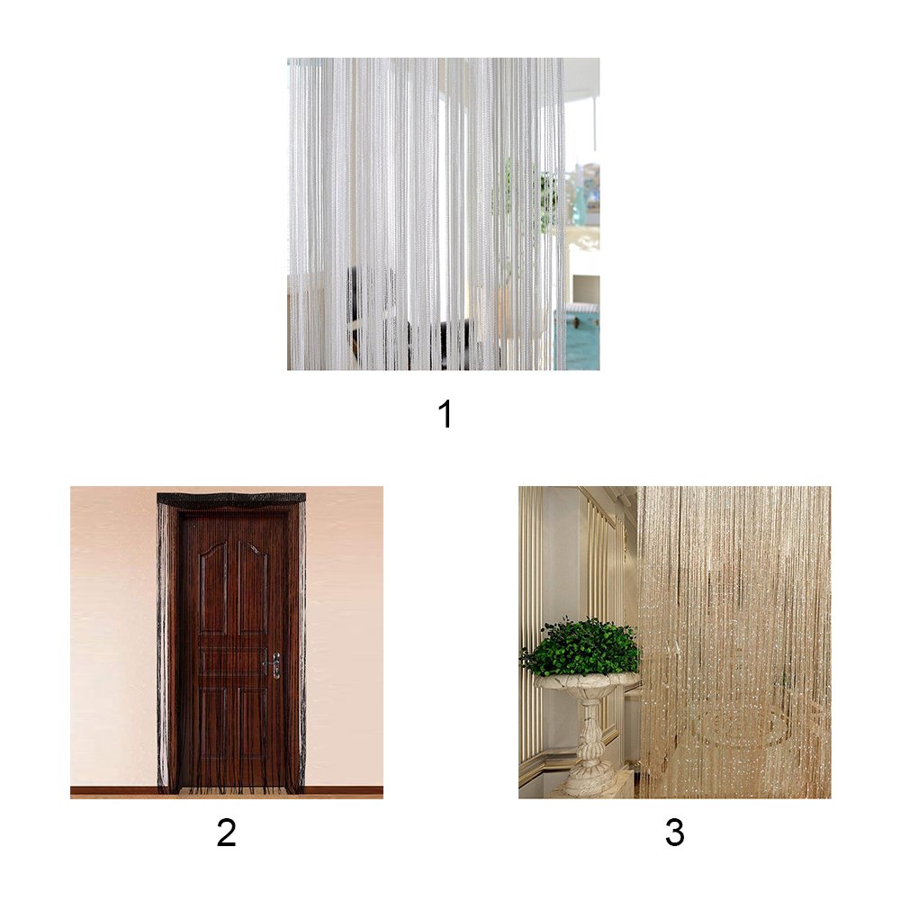 2PCs ZHINAN Beaded String Curtains Door Curtain, Durable Polyester Beaded Thread Curtain | Sparkling Waterfall Effect Fringed Curtain for Living Room, Bedroom, Weddings, Parties