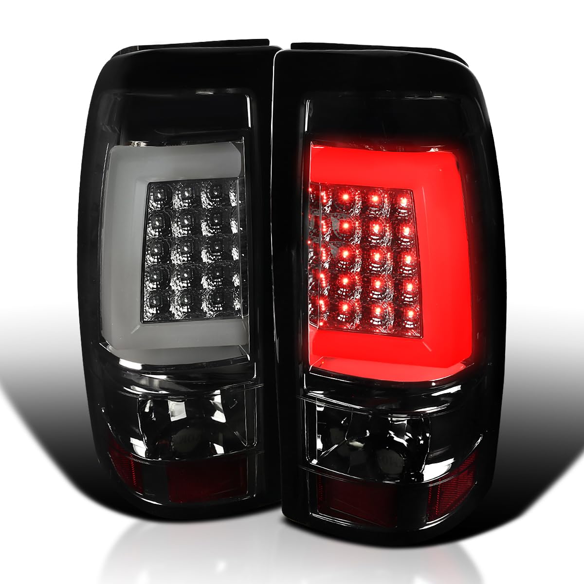 Smoke LED Bar Tail Lights SPEC-D TUNING Compatible with 1999-2002 Chevy Silverado GMC Sierra 1500/2500/3500 Models, Left + Right Pair Assembly
