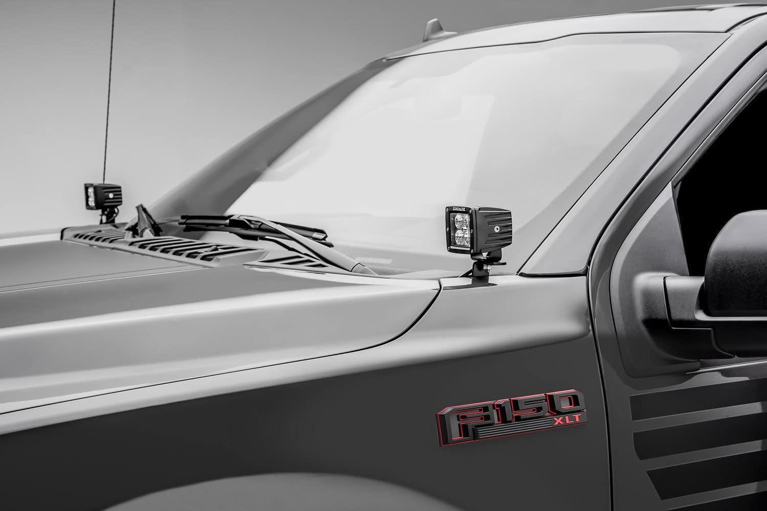 ZROADZ LED Mounting Bracket Ditch Hood Hinge - Compatible with Ford 2018-2020 F150 - to Mount (2) 3 Inch LED Pod Lights - Mild Steel Gloss Black - Bolt-On Easy Installation - PN #Z365711