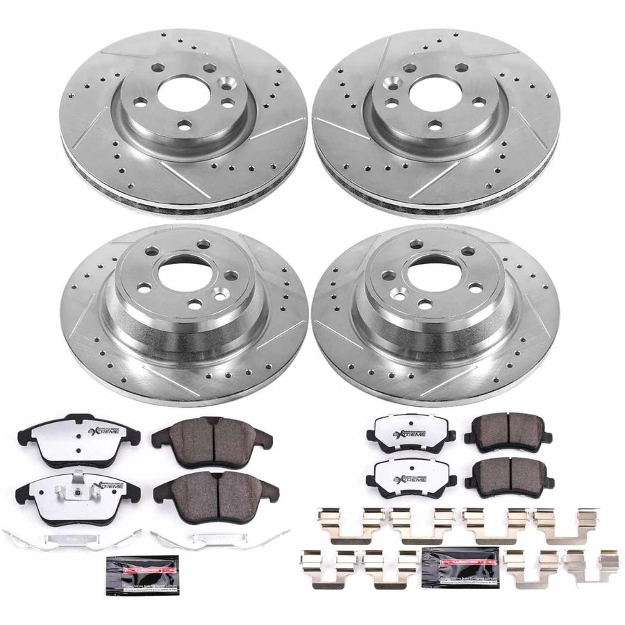 Power Stop K4119-36 Z36 Truck & Tow Front and Rear Brake Kit, Carbon Fiber Ceramic Brake Pads and Drilled/Slotted Brake Rotors