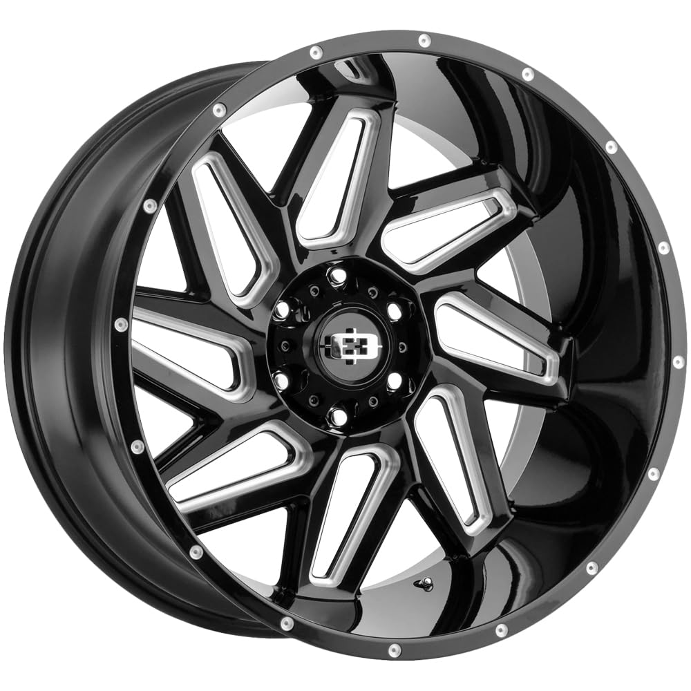 24x12 Vision 361 Spyder Black/Milled Wheel Rim 6x5.5" -57mm Inch
