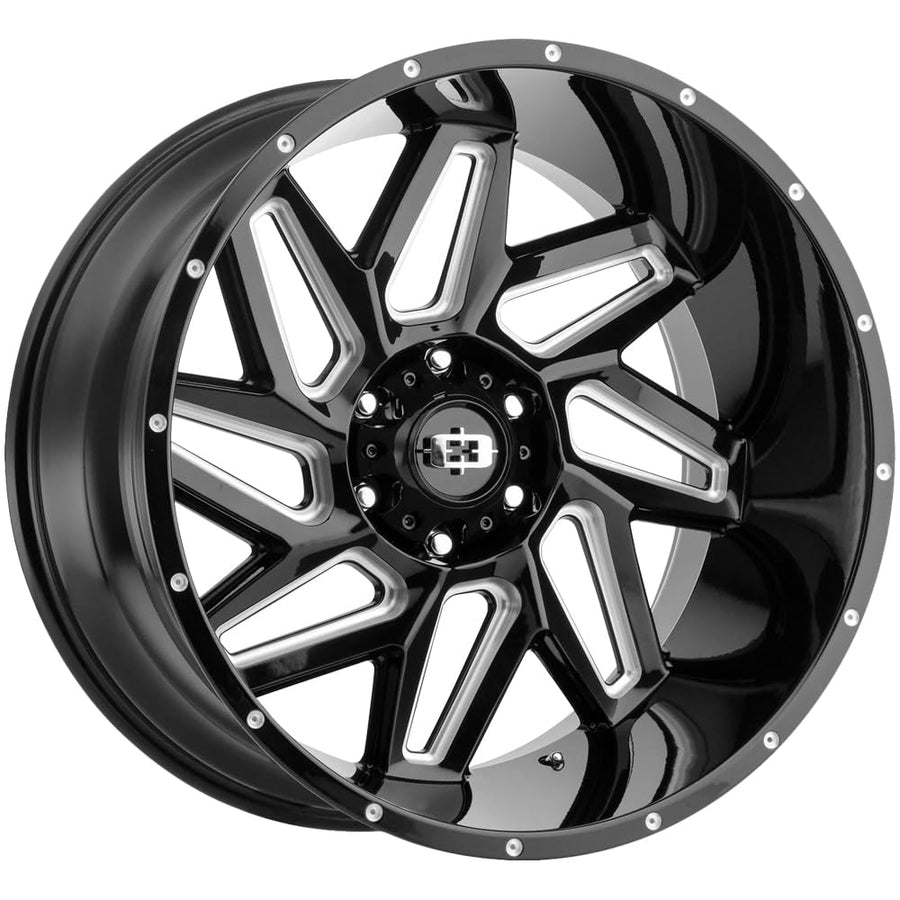 24x12 Vision 361 Spyder Black/Milled Wheel Rim 6x5.5" -57mm Inch