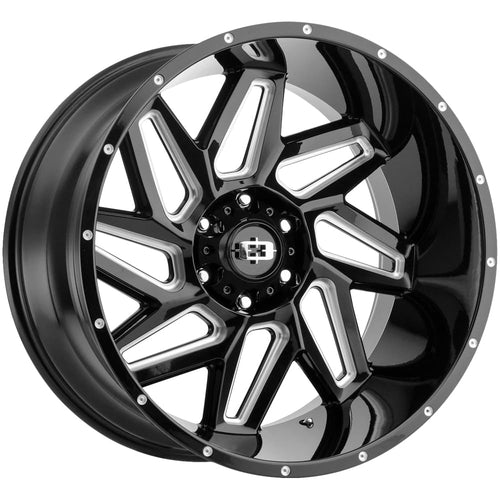 24x12 Vision 361 Spyder Black/Milled Wheel Rim 6x5.5" -57mm Inch
