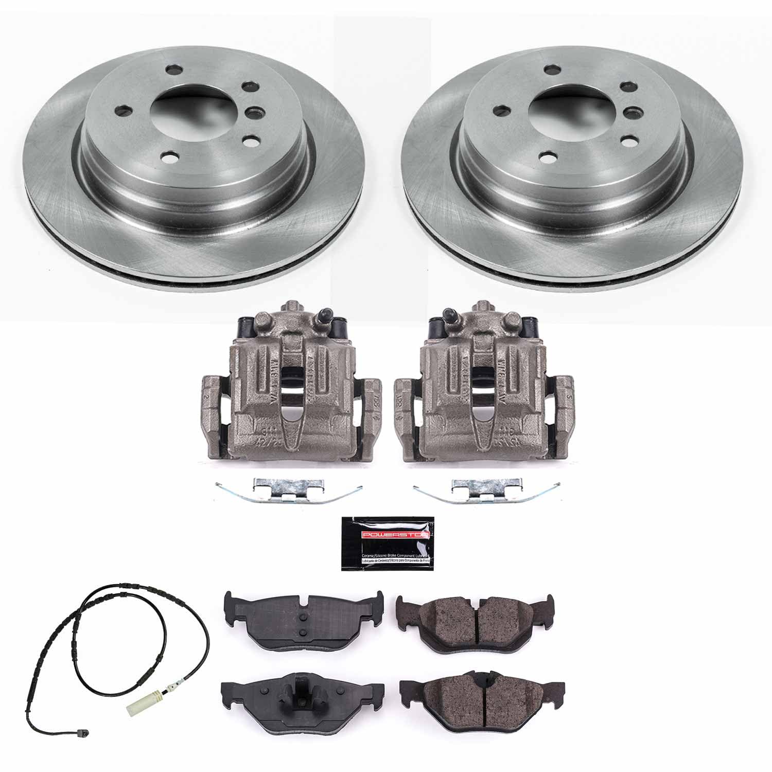 Power Stop KCOE7008 Rear Caliper Brake Kit- Brake Rotors, Ceramic Brake Pads and Brake Calipers For BMW X1 2013-2015 [Model Specific]