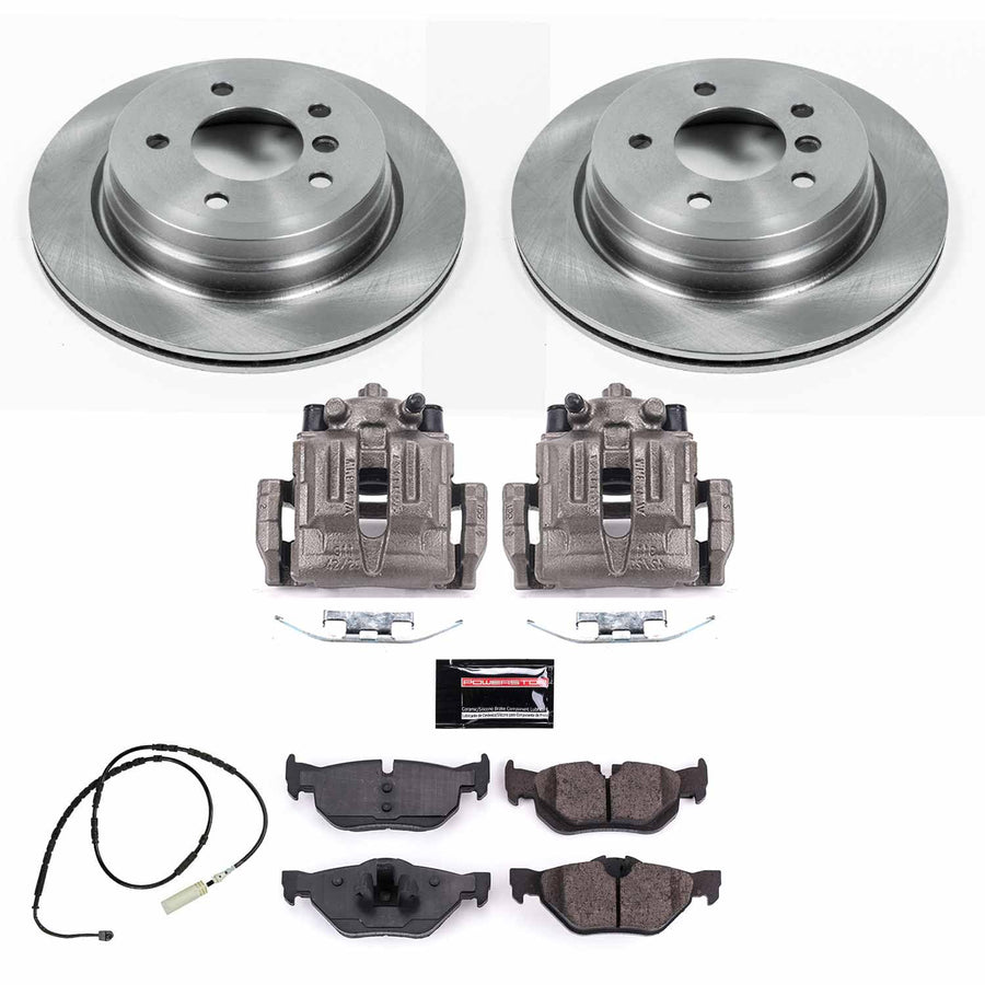 Power Stop KCOE7008 Rear Caliper Brake Kit- Brake Rotors, Ceramic Brake Pads and Brake Calipers For BMW X1 2013-2015 [Model Specific]