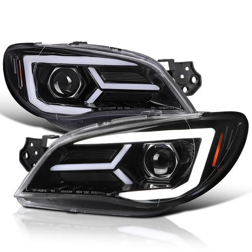 Jet Black SPEC-D TUNING Projector Headlights w/Sequential LED Turn Signal Compatible with 2006-2007 Subaru Impreza WRX/STI Models Only, Left + Right Pair Headlamp Assembly